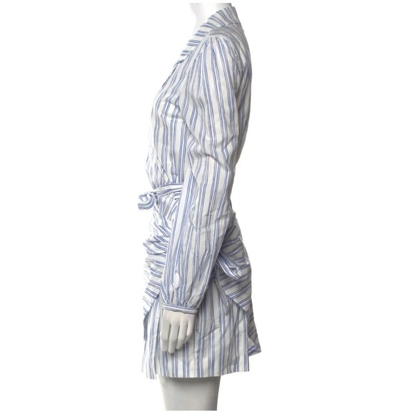 Marjorelle Med Women's Stripe Wrap Shirt Dress Long Sleeve Belted Knee Length - Picture 8 of 8